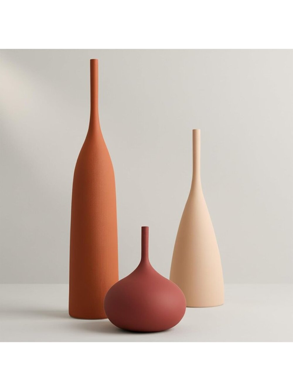 Multicolor Ceramic Vases Set Of 3 Modern Boho Matte Minimalist Living Room Decor